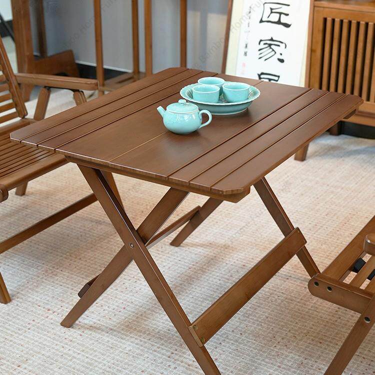 小折叠方桌子长方形折叠桌餐桌楠竹实木吃饭桌简易家用阳台折叠桌