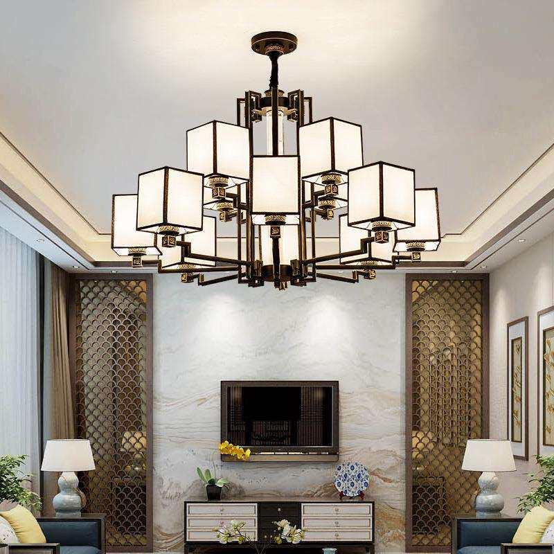 新中式吊灯 客厅简约现代创意大气铁艺吊灯卧室餐厅灯酒店别墅灯