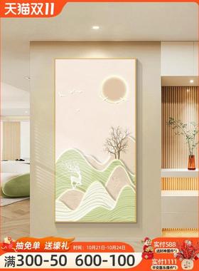 现代简过约玄关装饰画入廊户正对门画竖版走尽头ILY壁画奶油挂风