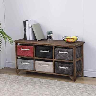 田园风收纳柜多层抽屉式小储物柜藤编收纳柜抽屉式落地柜电视柜