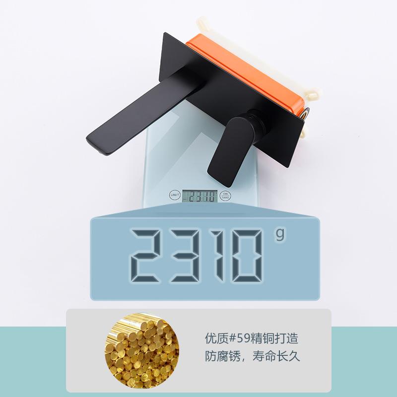 新款直销浴室全铜入墙式暗装面盆冷热水龙头黑色嵌入式洗脸台上盆