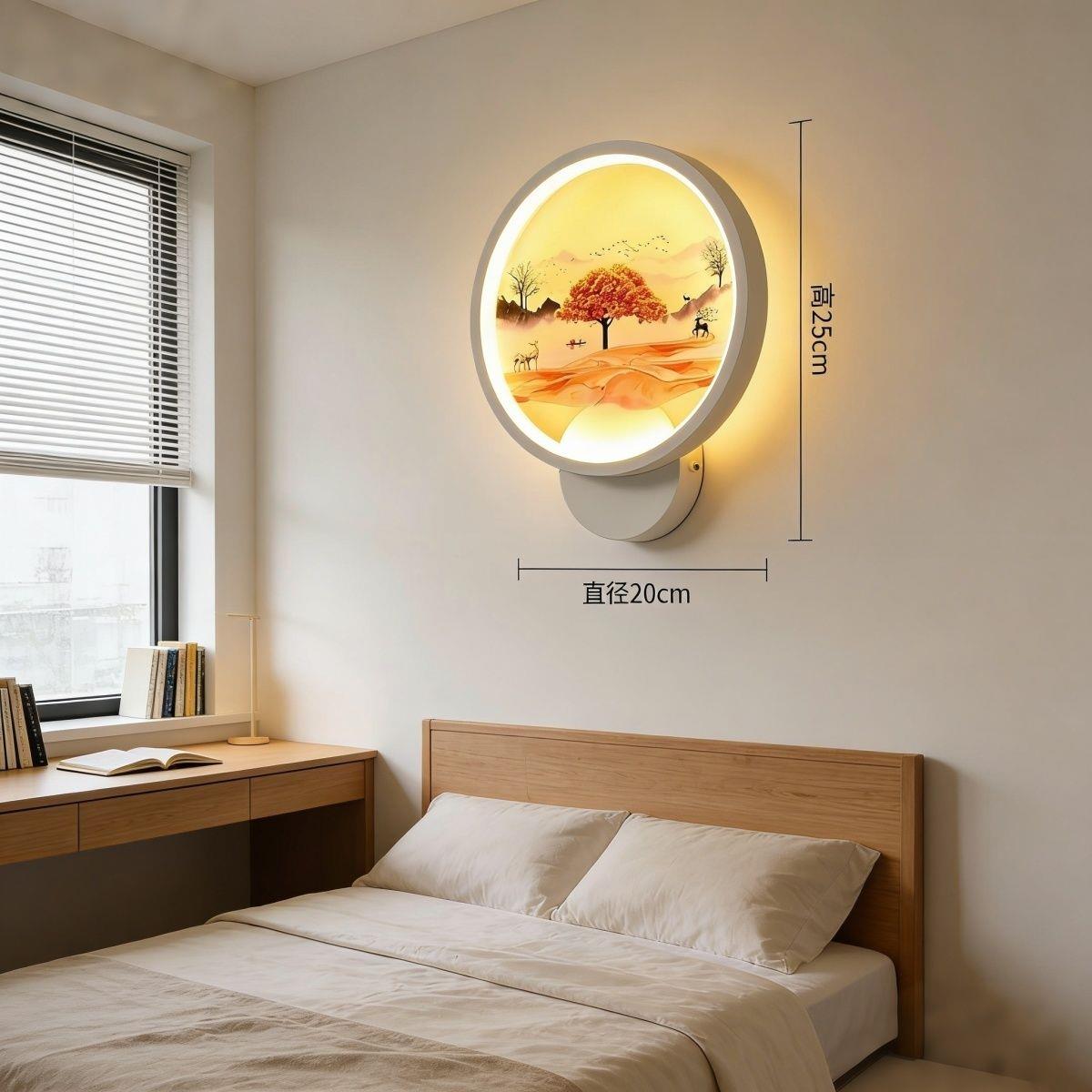 简约现代中式喷画壁灯卧式床头楼梯过道背景墙玄关装饰LED灯具