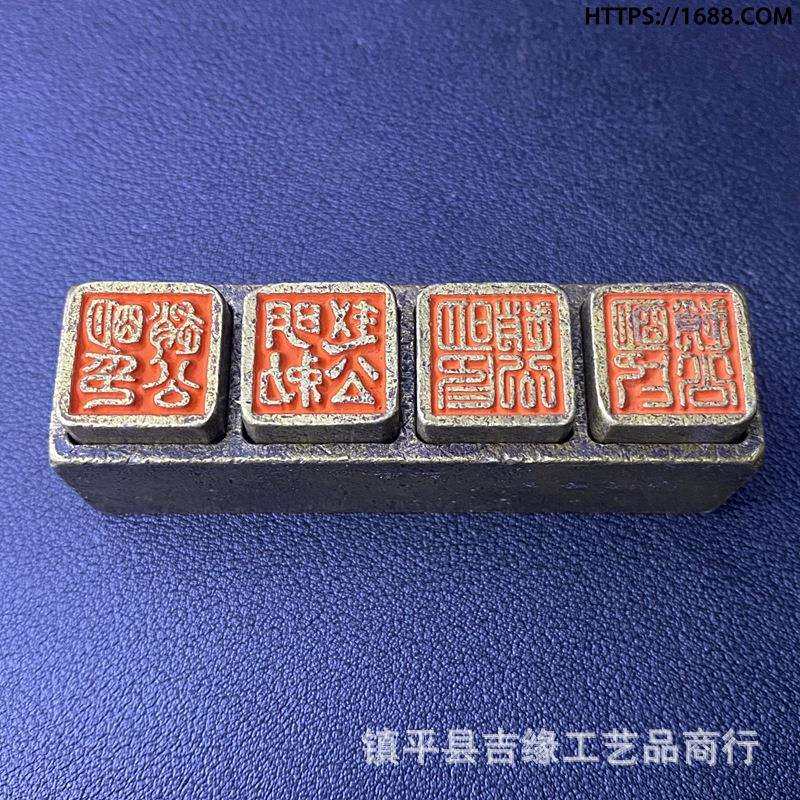 仿古收藏铜印章四兽套印五件套装办公室书房压实心纸镇纸摆件