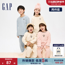 gap男童冬季摇粒绒睡衣，睡裤两件套休闲柔软家居服运动套装889906