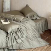 简约时尚 花边床单床笠 大气轻奢纯色天丝棉磨毛床裙四件套高级法式