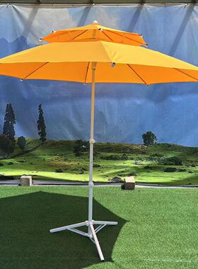 户外米遮阳庭院沙滩双层纤维伞超强抗风双顶纤维骨中柱伞