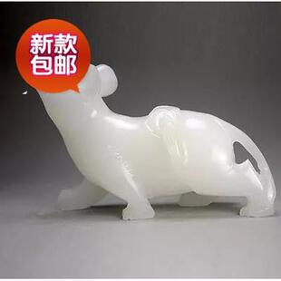 正品正二品玉石十鼠生肖玉摆件玉老鼠摆阿富件汗白玉玉质细润包邮