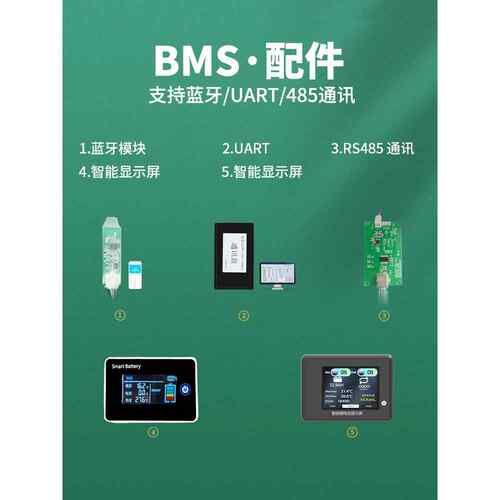 智能锂电保护板配件显示屏UART/RS485/CAN/蓝牙/GPS模块带通讯线