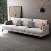 新艺棉麻布沙发小户型现直代简约客厅三人位排防猫抓s 653155可款