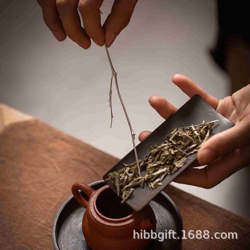 乾茂号造 手工雕琢仿竹节枝茶针茶拨茶匙茶扒通壶嘴功夫茶道配件