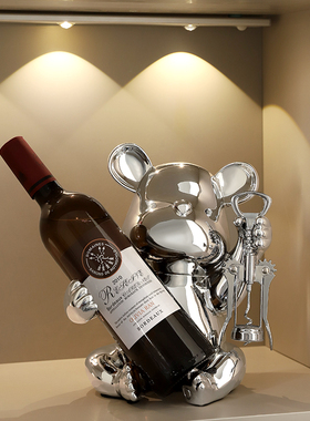 红酒架摆件轻奢高档暴力熊客厅家居玄关餐边柜电视酒柜装饰品摆设