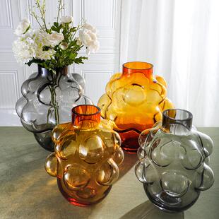 创意现代简约气泡 玻璃花瓶客厅样板间 花瓶插花高级感装饰品摆件