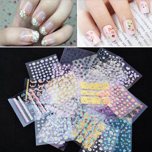 50PCS Nail Art Sticker DIY Nail Decoration Flower Nail Stick