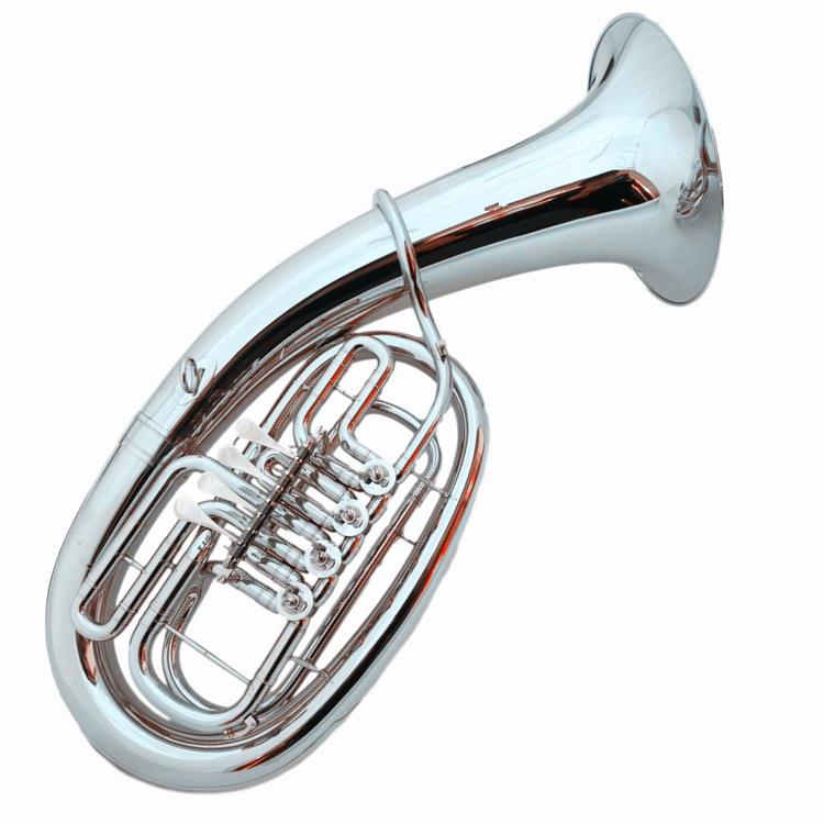 厂家销售四扁键上低音号乐器西洋铜管吹奏洋号降B调镍银大号乐队