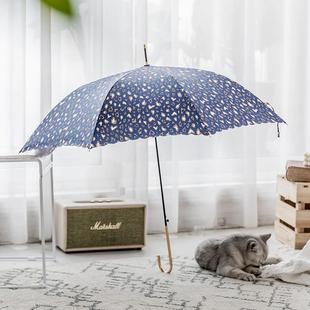 新款 少日本小清新粉色豹纹ns女柄心长伞晴雨两用女i神优雅直杆雨