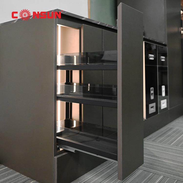 厨房橱柜调味拉篮窄柜调料篮抽屉式立置物架内置小尺寸调味篮蓝