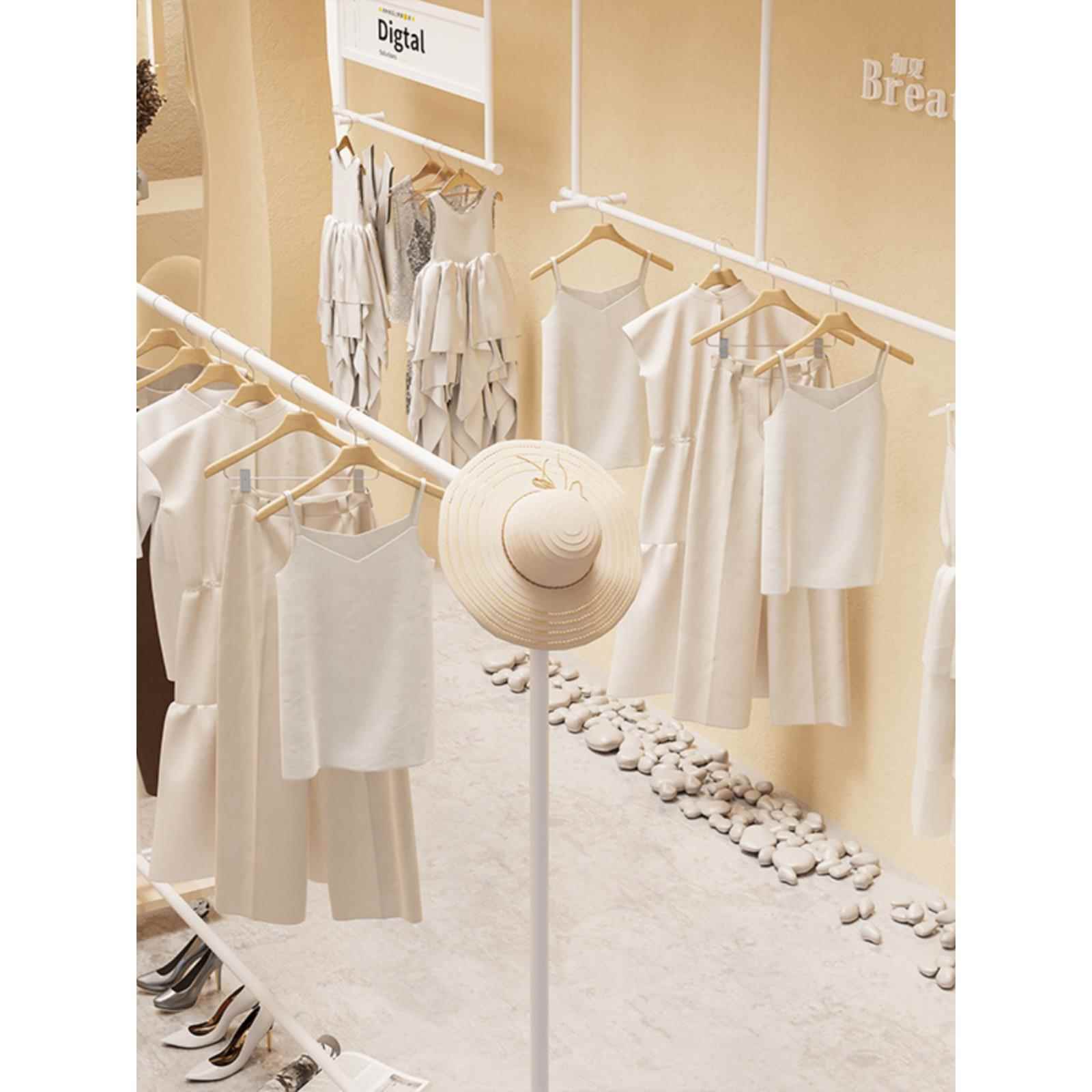 轻奢服装店展示架侧挂海报挂展示架婚纱男女服装挂杆