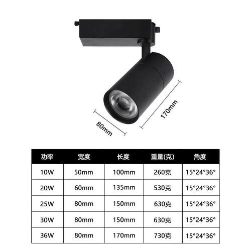 LED轨道灯3窗500K10W2射0WSYH-GDD030W商场展厅橱滑服装店le轨d导