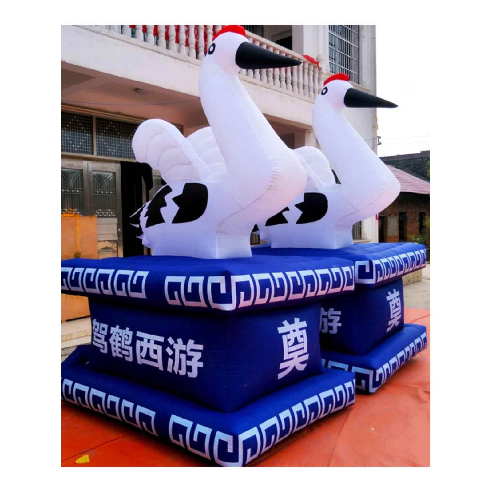 白事仙鹤气模金狮子充气拱门3米充气白鹤灵棚丧事拱门牌坊