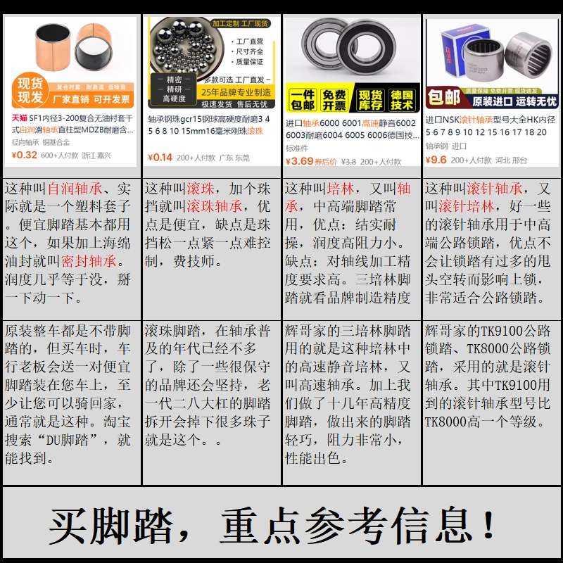 HUOOGE钛合金自锁公路车公路滚针锁踏R550R7000R8000TK8000TK9100