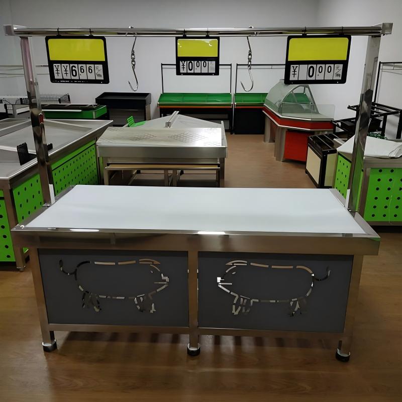 不锈钢猪肉分割台超市猪肉台菜市场鲜肉分割台猪肉架剁骨台砍骨台