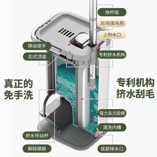 海绵拖把头挤水免手洗拖地胶棉家用吸水一拖地拖布懒人大号净