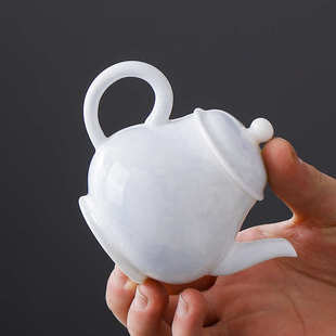 茶壶泡茶器内置过滤功夫茶具陶瓷单壶 白瓷纯手绘蝶恋花家用中式