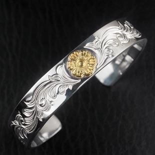 新款KDe1ar Blossom松井直毅8金工蔷薇花满唐草平打手镯纯银男女