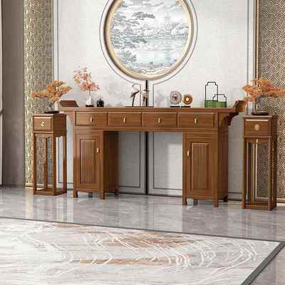 新中式实神台桌八仙桌中供堂六件套财木神案台翘头条JIL案家客用