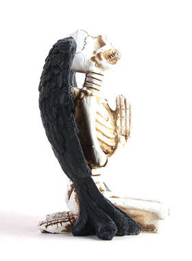 树脂骷髅头万圣节装饰礼品骷颅头天使翅膀头骨万圣节用品