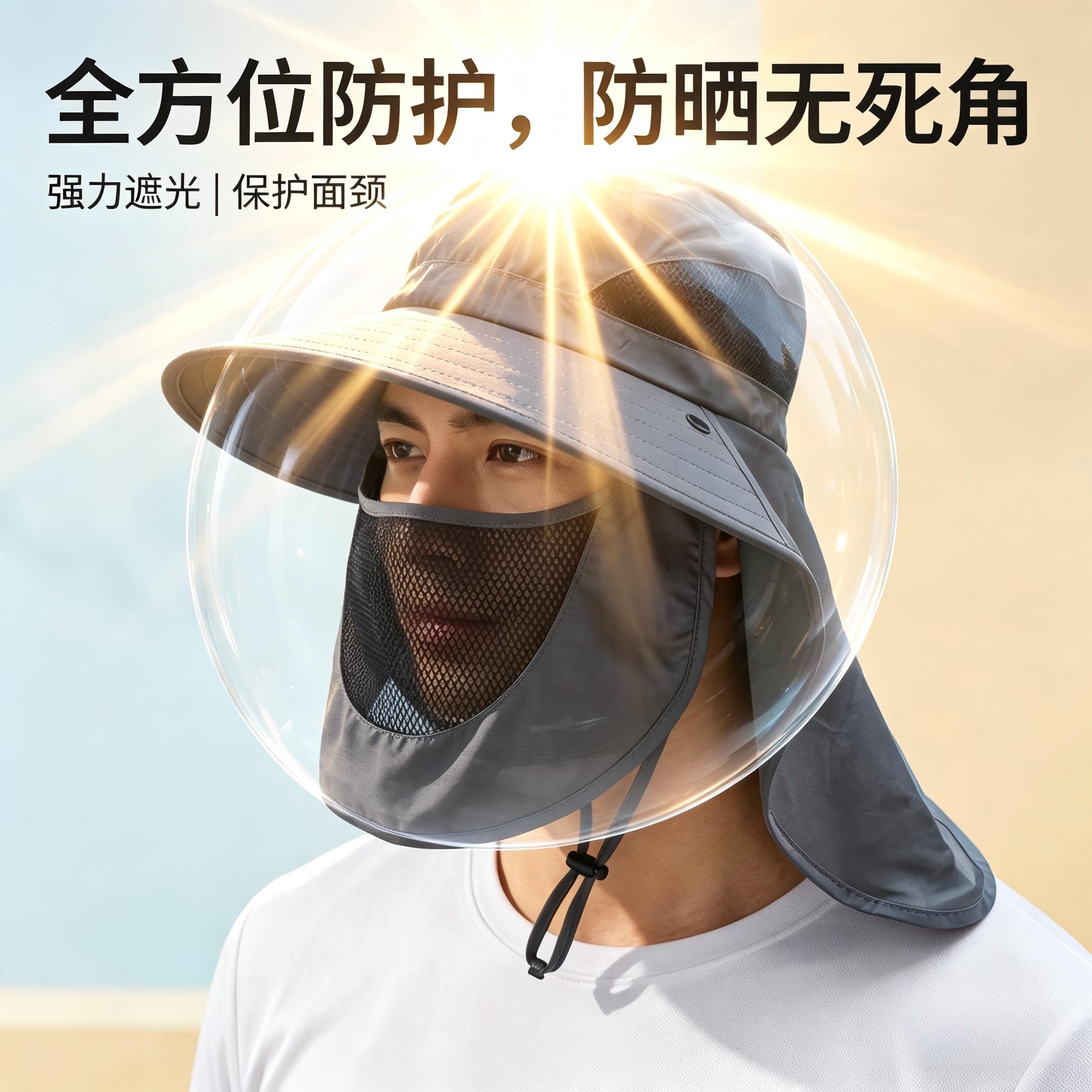 帽子男款防晒新款面罩护颈一体大帽檐钓鱼遮阳防紫外线下地干活夏图片