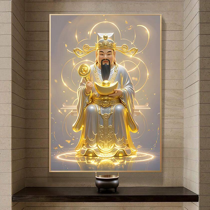 中式新款财神爷装饰画 画招财高档玄关入户客厅供奉财神爷画 画像