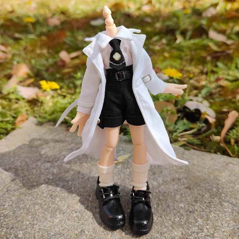阿巳2.0衬衣短裤D妹D男Bjd ob11妖精12分素体娃娃衣长款风衣