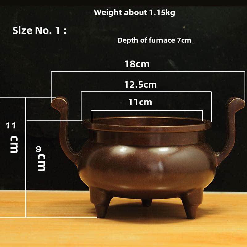香炉纯铜大号彷古官帽炉线香香插香薰炉家用茶道供佛香具用品摆件