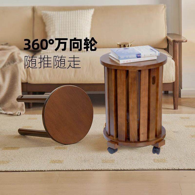 凳子家用-圆叠放餐桌组板凳茶边几凳叠叠乐几实木凳子可折凳叠凳