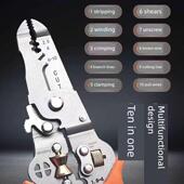 进口十合一通用重型剥线钳子多功能分线剥拉绕剪切夹持专用五金