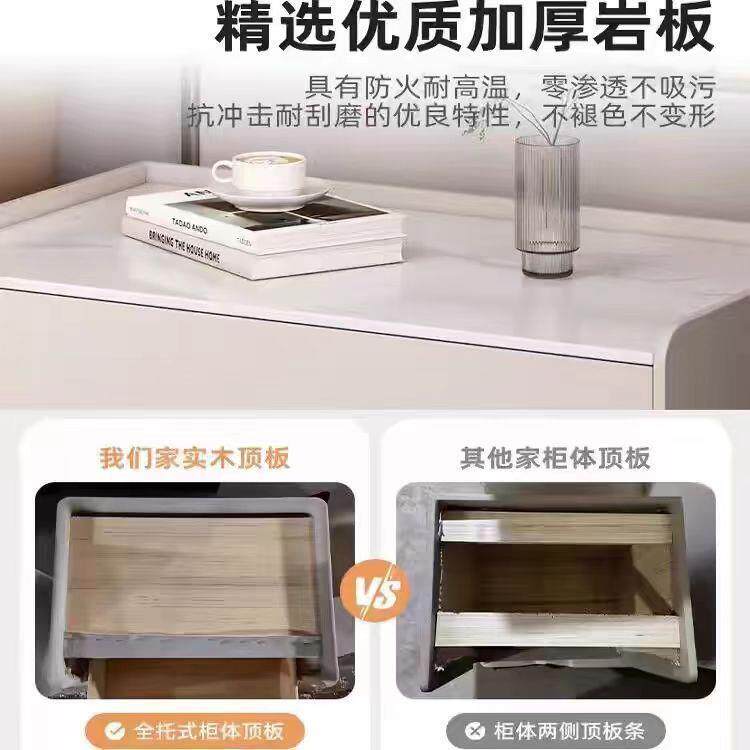 实木简约现代卧室岩板公主床头柜轻奢网红小型儿童收纳安装床边柜
