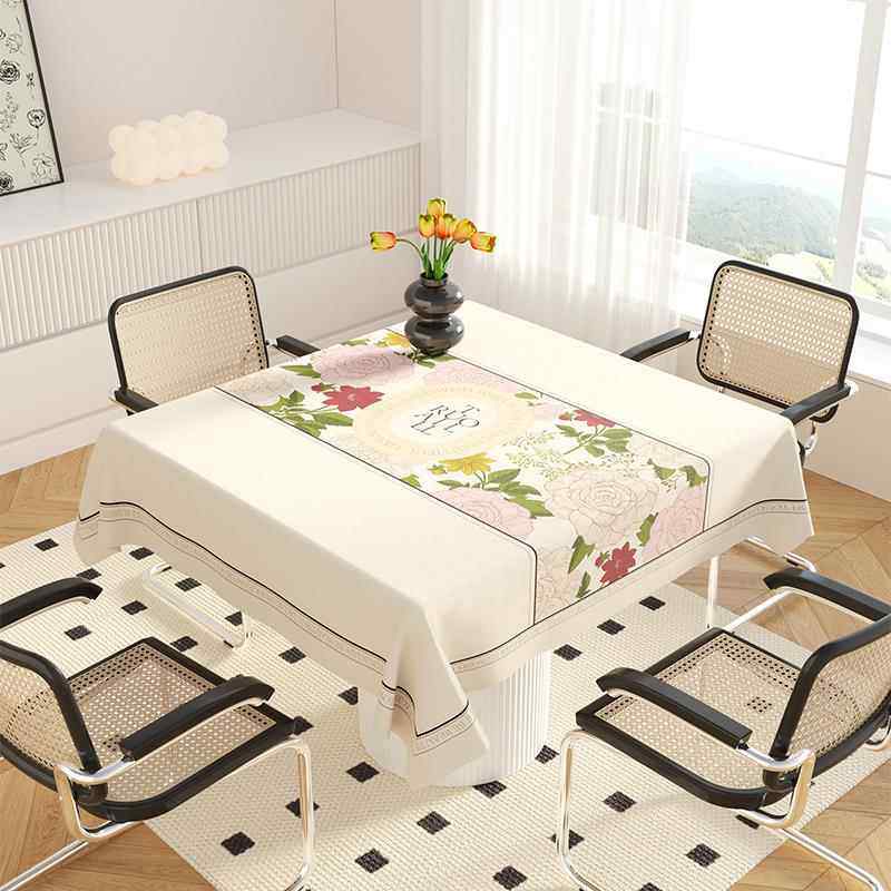 正品奶油布风桌防轻水防油免洗书ins正方形奢餐桌布pvc茶几桌桌垫
