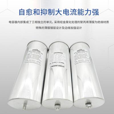 上海民恩三相低压并联电容器圆柱形BKMJ0.48-10-3补偿10KAVR 480V