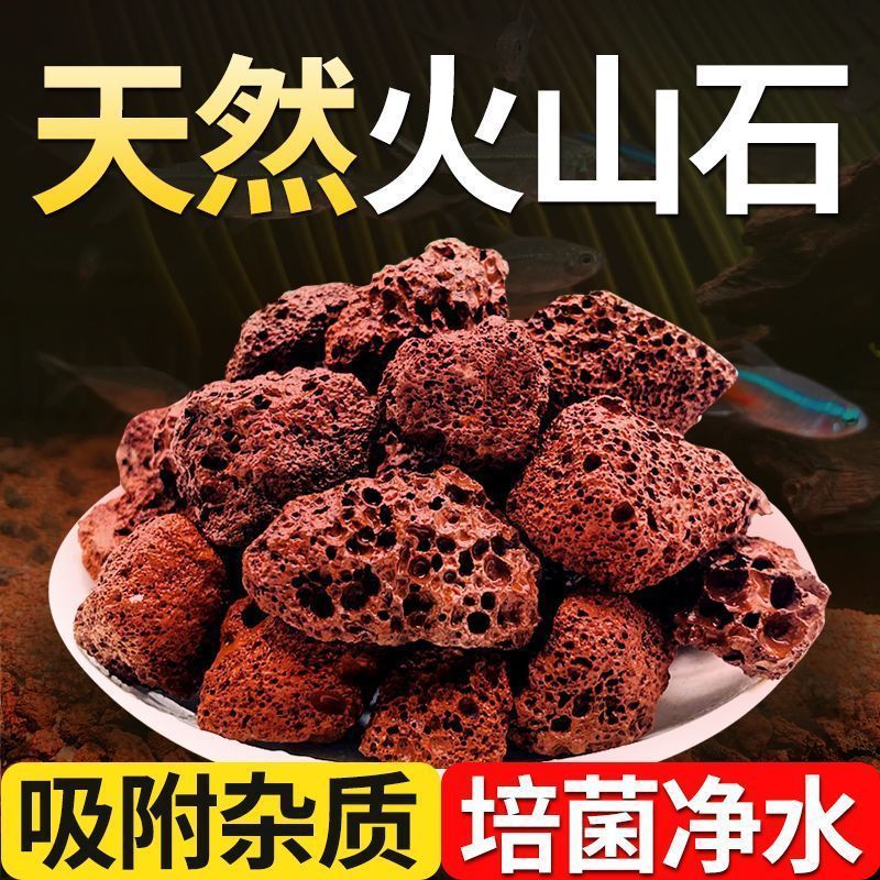 火山岩红色山石颗粒水族过滤装饰