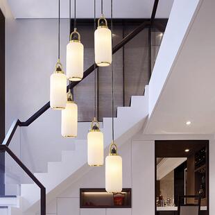 现代新中式复式楼梯吊灯创意中国风别墅客厅餐厅旋转楼梯间长吊灯