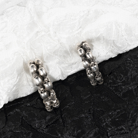 白木黑冰原创设计手工银饰骸系列，之二骷髅戒指925银开口小众戒指