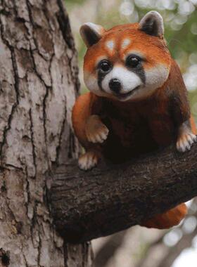 户外园林景观树上挂件树脂动物彷真浣熊别墅花园庭院院子装饰创意