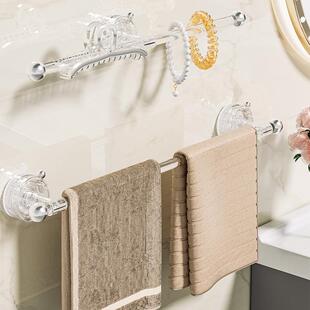 新款直销吸盘毛巾架免打孔浴室简约挂式毛巾杆置物架卫生间单杆防