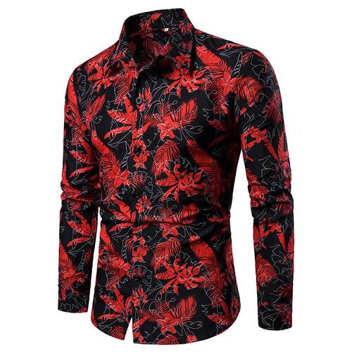 Leaf long sleeved shirt with printed shirt for men