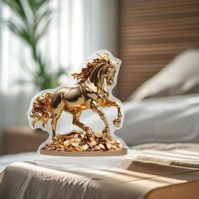 2D Flat Horse Statue Tabletop Sculpture for Home Living