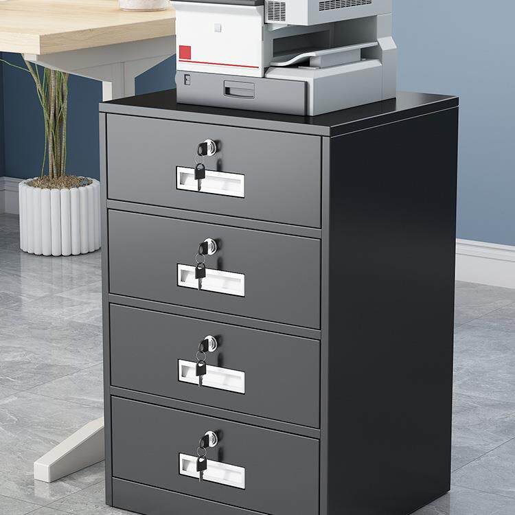 办公室文件柜资料收纳柜桌下铁皮矮柜钢制储物柜多抽屉带锁小柜子