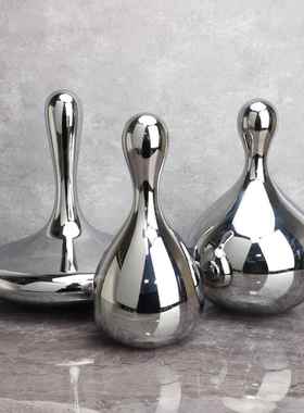 北欧玻璃保龄球瓶样板房售楼部卧室客厅餐厅书房桌面家居饰品摆件