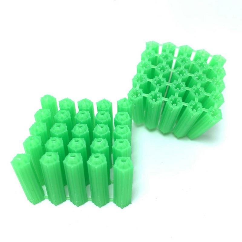 盒装塑料膨胀管6厘8厘胶塞绿色全新料塑料胀管6mm8mm胶粒胀塞