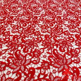 欧美镂空立体刺绣重工水溶蕾丝，布料红色礼服旗袍，服装定制蕾丝面料